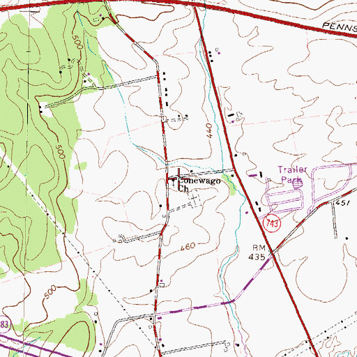 Topographic Map of Conewago Church Number 2, PA