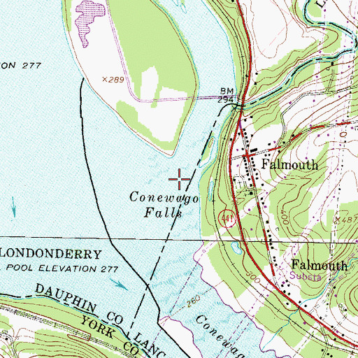 Topographic Map of Conewago Falls, PA