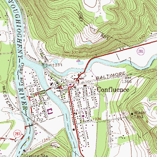 Topographic Map of Confluence, PA