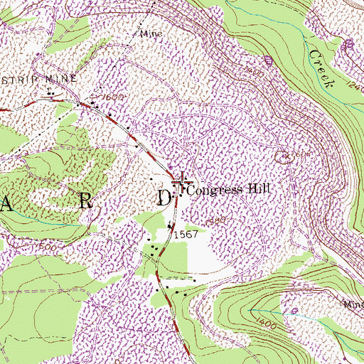 Topographic Map of Congress Hill, PA