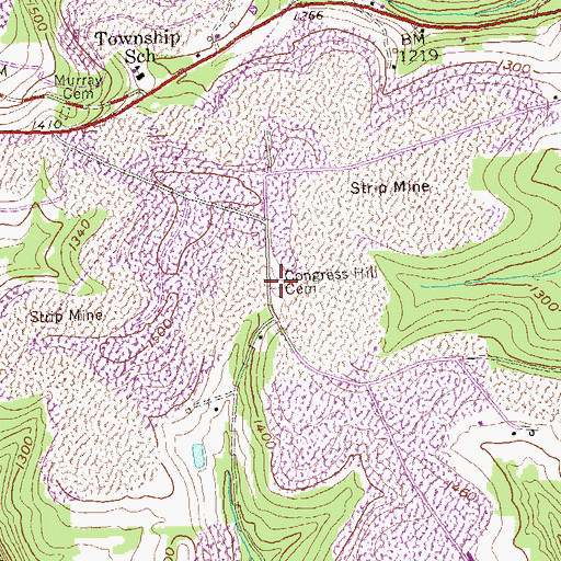 Topographic Map of Congress Hill Cemetery, PA