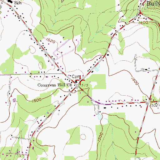 Topographic Map of Congress Hill Church, PA