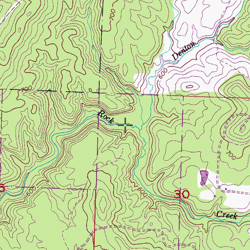 Topographic Map of Denton Creek, AL