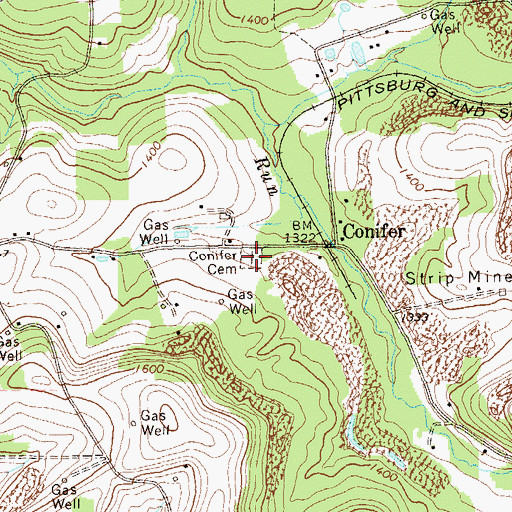 Topographic Map of Conifer Cemetery, PA