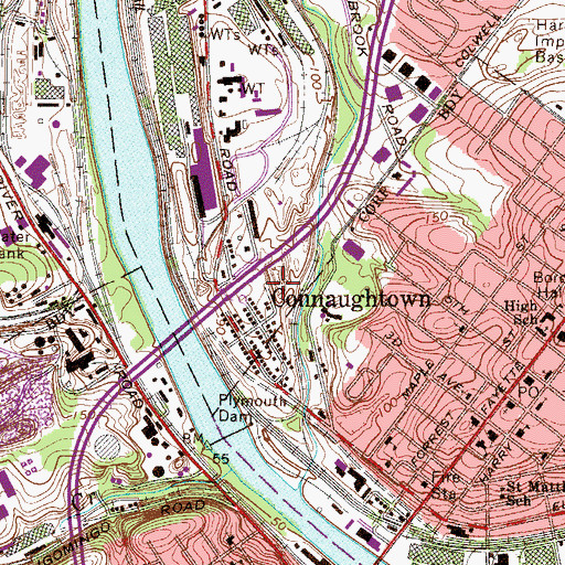 Topographic Map of Connaughtown, PA