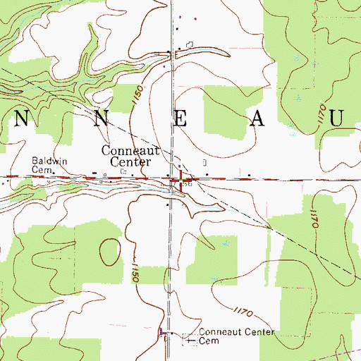 Topographic Map of Conneaut Center, PA