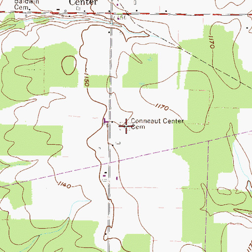 Topographic Map of Conneaut Center Cemetery, PA