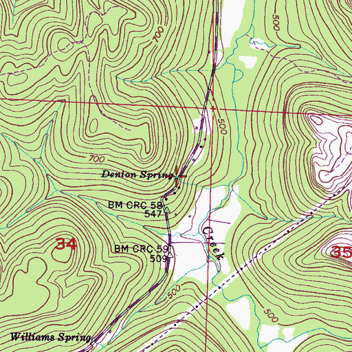 Topographic Map of Denton Spring, AL