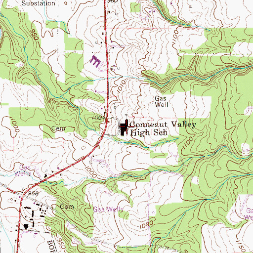 Topographic Map of Conneaut Valley High School, PA