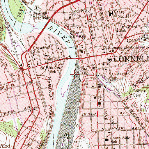 Topographic Map of Connell Run, PA