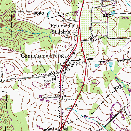 Topographic Map of Connoquenessing, PA