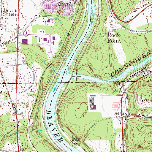 Topographic Map of Connoquenessing Creek, PA