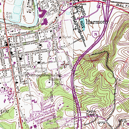 Topographic Map of Connoquenessing Valley Elementary School, PA