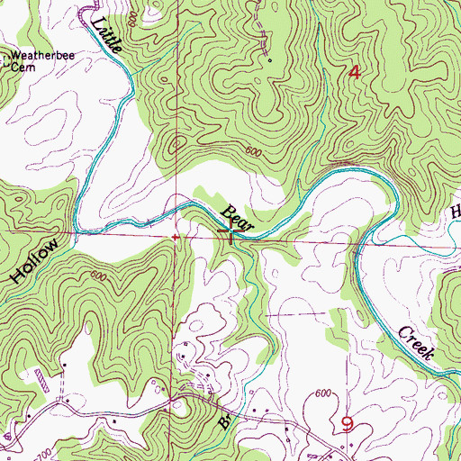 Topographic Map of Dentons Camp Branch, AL