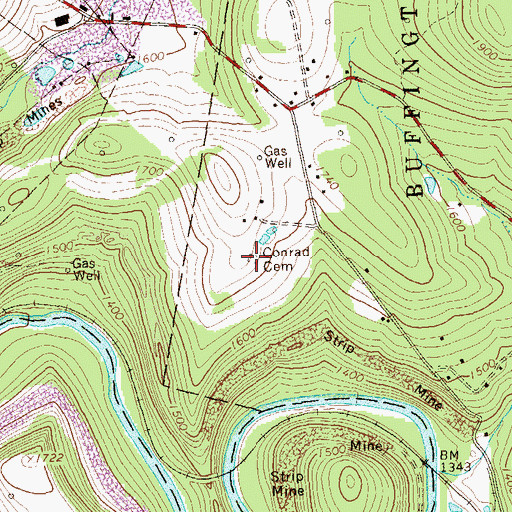 Topographic Map of Conrad Cemetery, PA