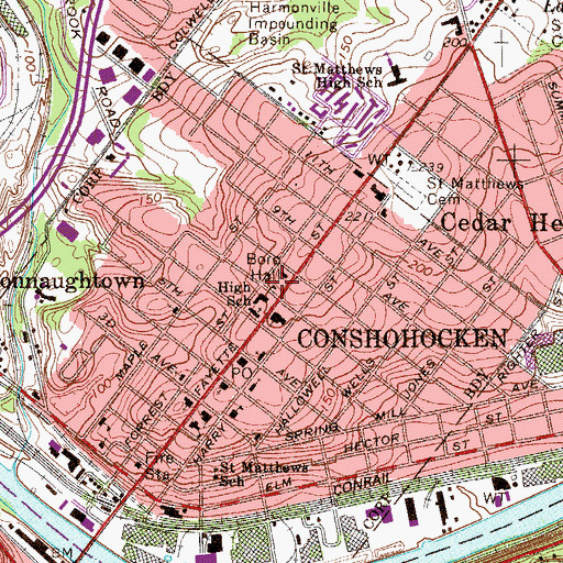 Topographic Map of Conshohocken, PA