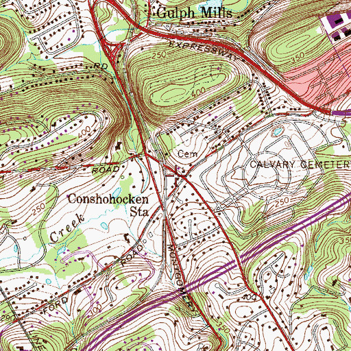 Topographic Map of Conshohocken Station, PA