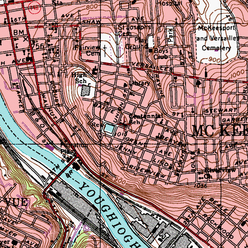 Topographic Map of Contennial School, PA