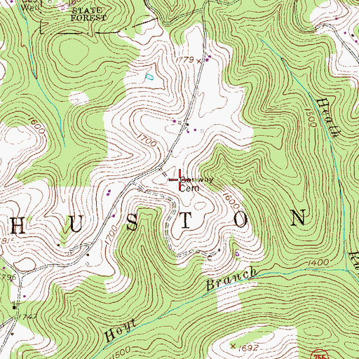 Topographic Map of Conway Cemetery, PA