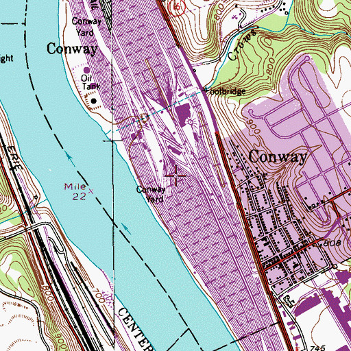 Topographic Map of Conway Yard, PA