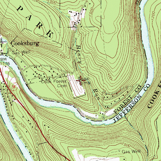 Topographic Map of Cook Tomb, PA