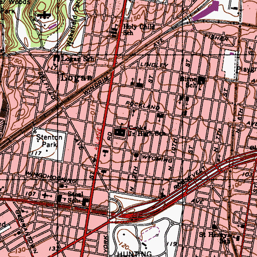 Topographic Map of Cooke Junior High School, PA