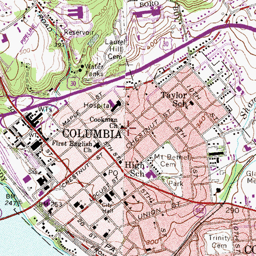 Topographic Map of Cookman Church, PA