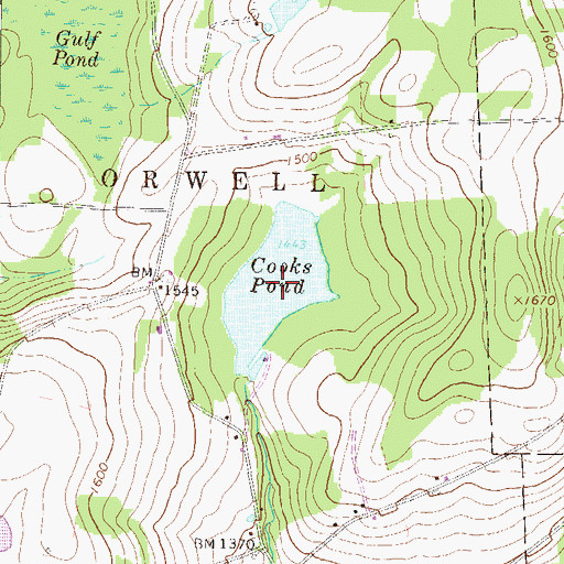 Topographic Map of Cooks Pond, PA