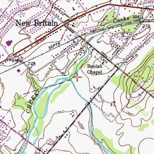 Topographic Map of Cooks Run, PA