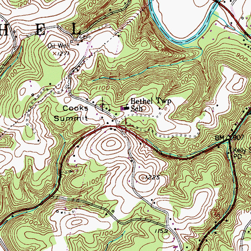 Topographic Map of Cooks Summit, PA