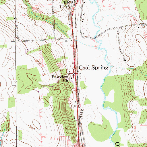 Topographic Map of Cool Spring, PA