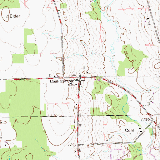 Topographic Map of Cool Spring Church, PA