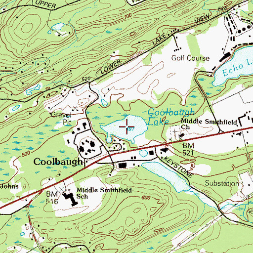Topographic Map of Coolbaugh Lake, PA