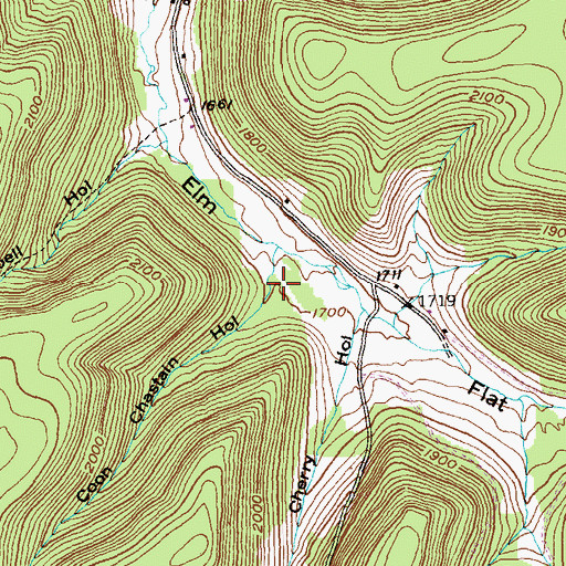 Topographic Map of Coon Chastain Hollow, PA