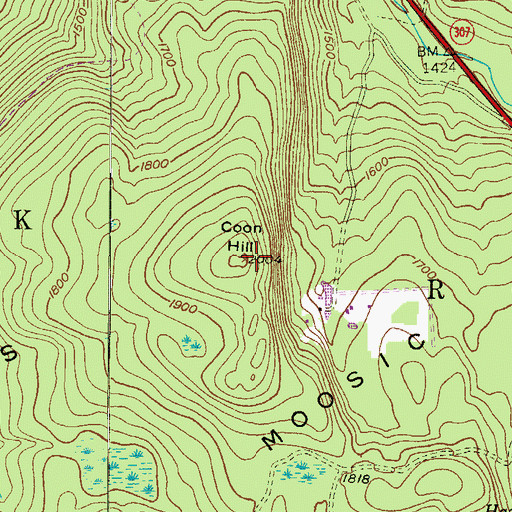 Topographic Map of Coon Hill, PA