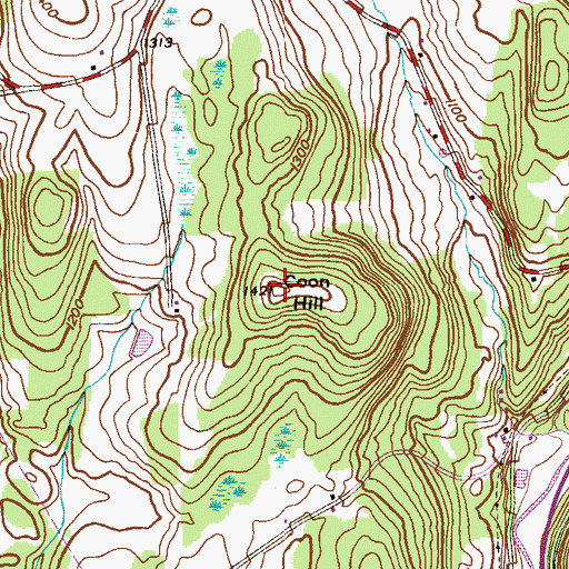 Topographic Map of Coon Hill, PA