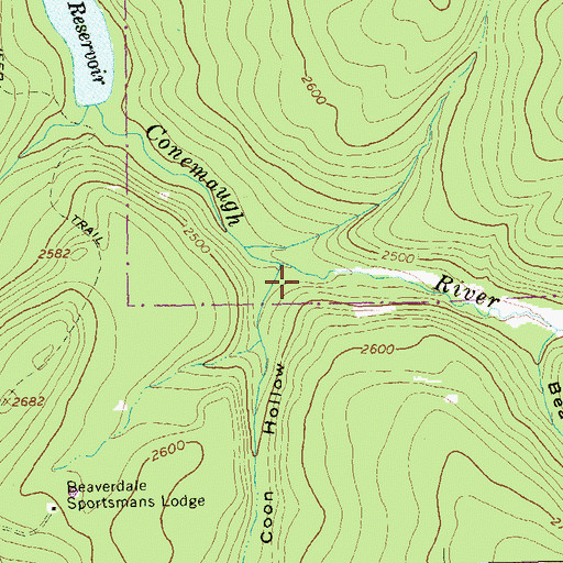 Topographic Map of Coon Hollow, PA