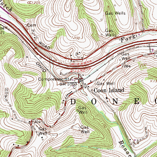 Topographic Map of Coon Island, PA
