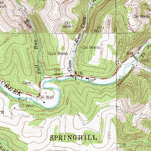 Topographic Map of Coon Run, PA