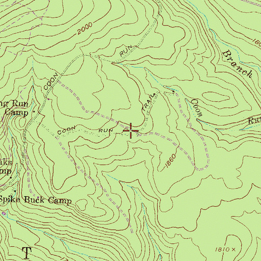 Topographic Map of Coon Run Trail, PA