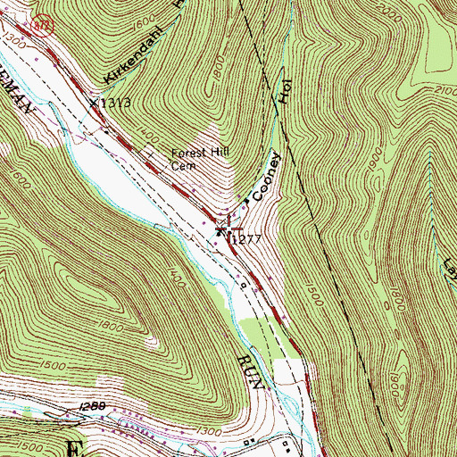 Topographic Map of Cooney Hollow, PA
