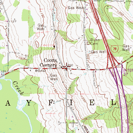 Topographic Map of Coons Corners, PA