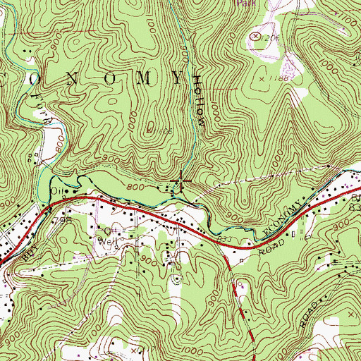Topographic Map of Coony Hollow, PA