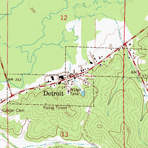 Topographic Map of Detroit, AL