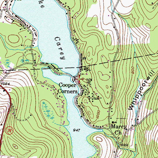 Topographic Map of Cooper Corners, PA