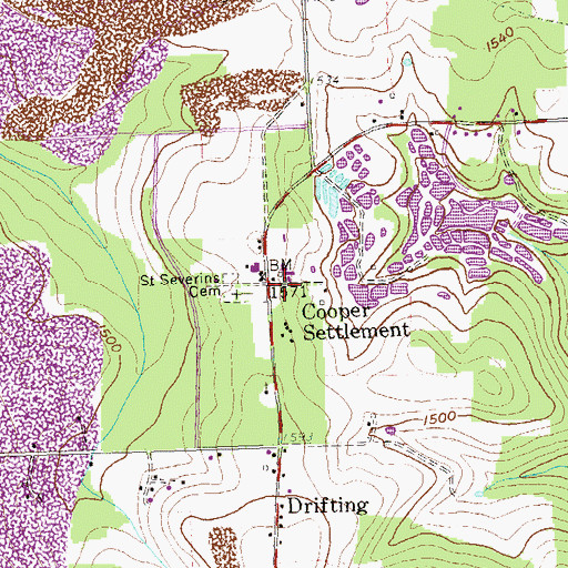 Topographic Map of Cooper Settlement, PA