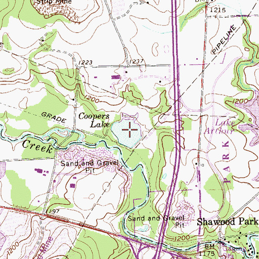 Topographic Map of Coopers Lake, PA