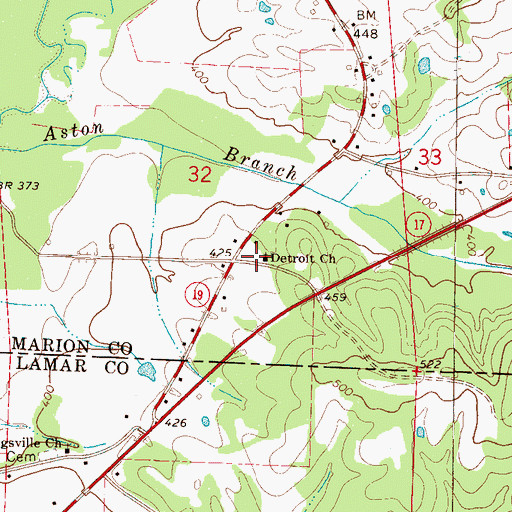 Topographic Map of Detroit Church, AL