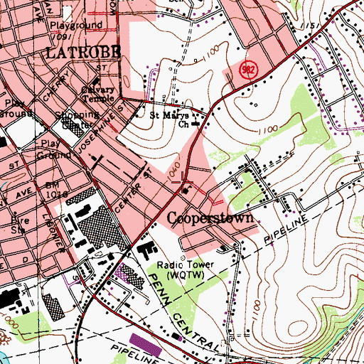 Topographic Map of Cooperstown, PA