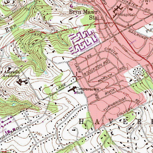 Topographic Map of Coopertown School, PA